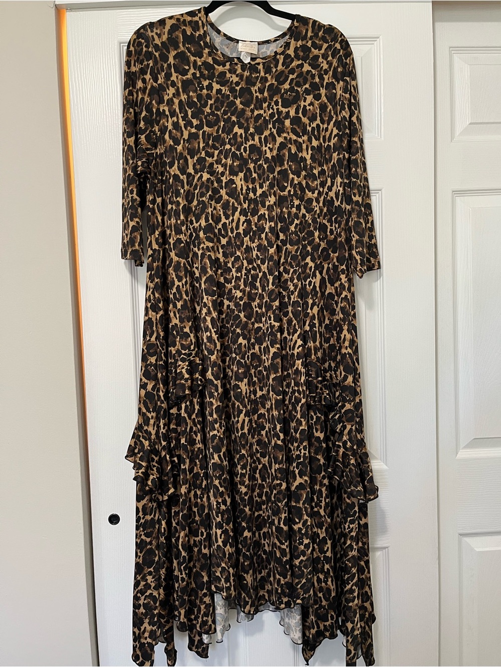 Leopard Print Midi Dress in Brown and Black
